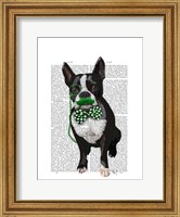 Boston Terrier With Green Moustache And Spotty Green Bow Tie Fine Art Print