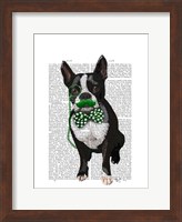 Boston Terrier With Green Moustache And Spotty Green Bow Tie Fine Art Print