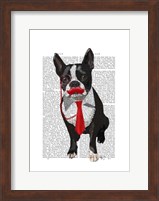 Boston Terrier With Red Tie and Moustache Fine Art Print