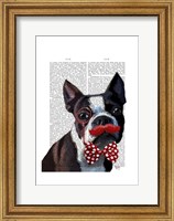 Boston Terrier Portrait with Red Bow Tie and Moustache Fine Art Print