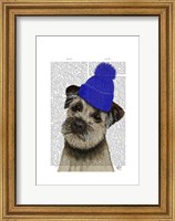 Border Terrier with Blue Bobble Hat Fine Art Print
