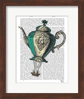 Flying Teapot 1 Green and Yellow Fine Art Print