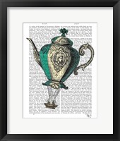 Flying Teapot 1 Green and Yellow Fine Art Print