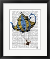 Flying Teapot 3 Blue and Yellow Framed Print