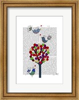 Button Tree and Birds Blue Fine Art Print