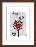 Button Tree and Birds Blue Fine Art Print