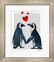 Penguins With Love Hearts Fine Art Print