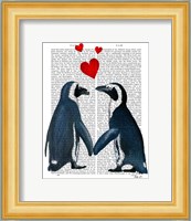 Penguins With Love Hearts Fine Art Print