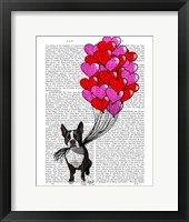 Boston Terrier And Balloons Framed Print