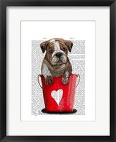 Bulldog Bucket Of Love Red Framed Print