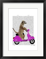 Meerkat on Pink Moped Framed Print