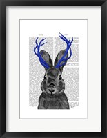 Jackalope with Blue Antlers Framed Print