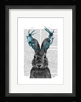 Jackalope with Turquoise Antlers Framed Print
