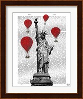 Statue Of Liberty and Red Hot Air Balloons Fine Art Print