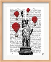 Statue Of Liberty and Red Hot Air Balloons Fine Art Print