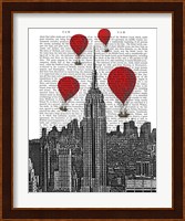 Empire State Building and Red Hot Air Balloons Fine Art Print