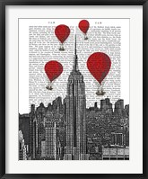 Empire State Building and Red Hot Air Balloons Fine Art Print