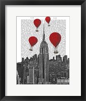 Empire State Building and Red Hot Air Balloons Framed Print