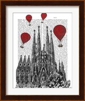 Sagrada Familia and Red Hot Air Balloons Fine Art Print