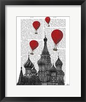 St Basil's Cathedral and Red Hot Air Balloons Fine Art Print
