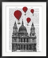 St Pauls Cathedral and Red Hot Air Balloons Fine Art Print