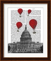 US Capitol Building and Red Hot Air Balloons Fine Art Print