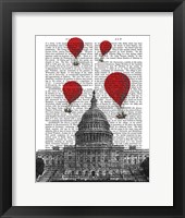 US Capitol Building and Red Hot Air Balloons Framed Print