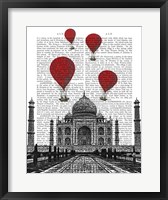 Taj Mahal and Red Hot Air Balloons Fine Art Print