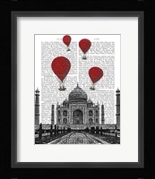 Taj Mahal and Red Hot Air Balloons Framed Print