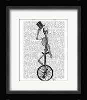 Skeleton on Unicycle Framed Print