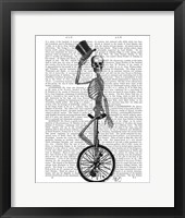 Skeleton on Unicycle Framed Print