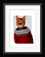 Cat in Ski Sweater Framed Print