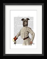 Greyhound Fencer in Cream Portrait Framed Print