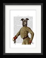Greyhound Fencer Dark Portrait Framed Print