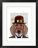 Dachshund with Steampunk Bowler Hat Framed Print