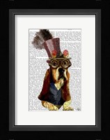 Basset Hound Steampunk Top Hat Goggles Framed Print