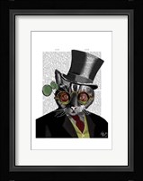 Steampunk Cat - Top Hat and red yellow glasses Framed Print