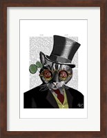Steampunk Cat - Top Hat and red yellow glasses Fine Art Print