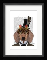 Dachshund with Top Hat and Goggles Framed Print