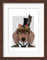 Dachshund with Top Hat and Goggles Fine Art Print