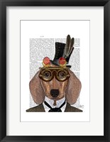 Dachshund with Top Hat and Goggles Framed Print