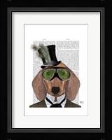 Dachshund Green Goggles Top Hat Fine Art Print