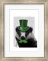 Badger with Green Top Hat and Moustache Fine Art Print