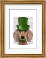 Dachshund With Green Top Hat and Moustache Fine Art Print