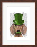 Dachshund With Green Top Hat and Moustache Fine Art Print