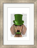 Dachshund With Green Top Hat and Moustache Fine Art Print