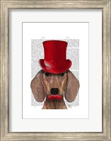 Dachshund With Red Top Hat and Moustache Fine Art Print