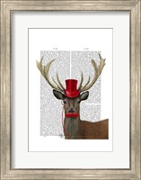 Deer with Red Top Hat and Moustache Fine Art Print