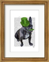 French Bulldog With Green Top Hat and Moustache Fine Art Print