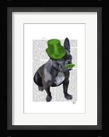French Bulldog With Green Top Hat and Moustache Fine Art Print